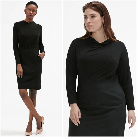 MM LaFleur New York The Akiko Wool Sheath Long Sleeve Dress $295 Black Women's 0 - Picture 1 of 12